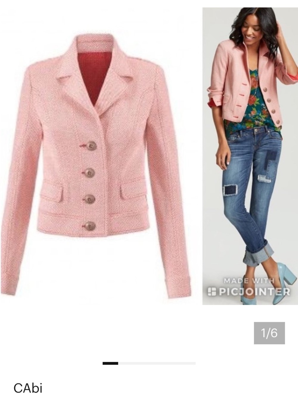 CAbi Amelia Pink Textured Button-Front Women's Jacket